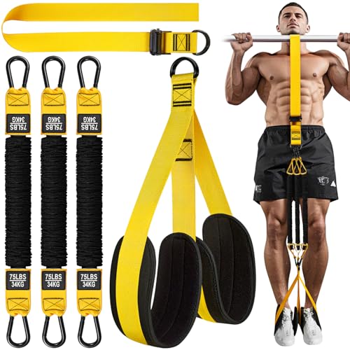 HPYGN Two Foots Pull Up Assistance Bands, Heavy Duty Resistance Band for Pull Up Bar, Adjustable Weight/Size with Fabric Feet/Knee Rest, Bands for Pull Up Assist for Strength Training, Pull Up - color: Yellow