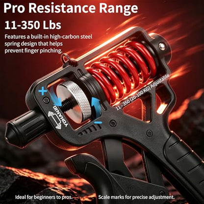 Adjustable 11-350 Lbs, Grip Strength Trainer, Forearm Hand Exerciser for Strength with Digital Counter, Hand Gripper Strengthener for Athletes Muscle Building Hand Treatment Strength Recovery.