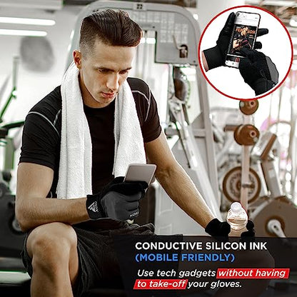 RDX Weight Lifting Gloves Gym Workout, Full Finger Touch Screen, Breathable Anti Slip Padded Palm Protection, Fitness Strength Training Powerlifting HIIT WOD Exercise, Men Women Home Gym Cycling - color: BLACK, size: Small