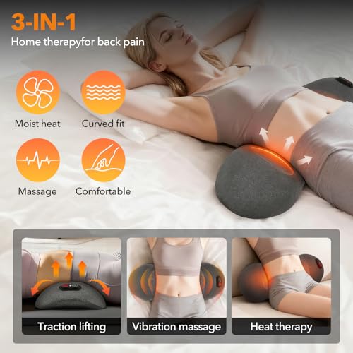 Smooth Spine Triple Fusion Back Massager with Heat - Sciatica Pain Relief & Spine Decompression Device, Deep Tissue Massager for Lower Back Pain, Office Chair and Home Use for Chronic Pain Solution