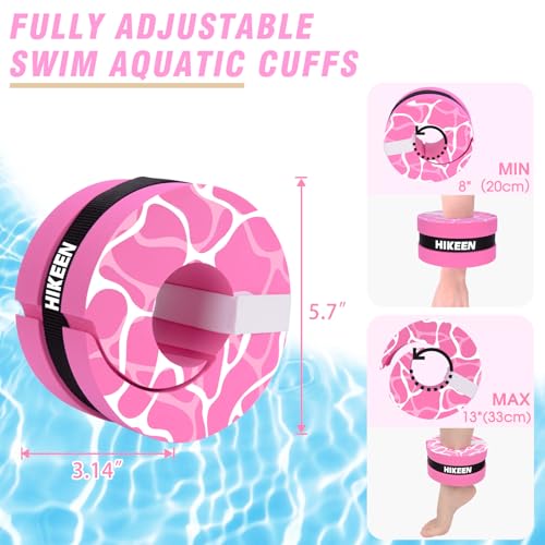 Hikeen Swim Aquatic Cuffs,High-Density EVA Water Aerobics Float Ring Fitness Pool Exercise Weights Set, Water Ankles Arms Belts with Adjustable Float for Swim Fitness Training