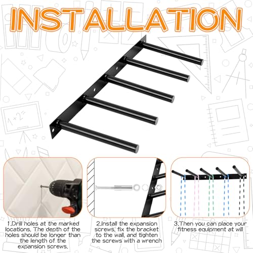 Shimeyao 25" Jump Rope Hooks Wall Mounted, 5 Peg Metal Holder Rack