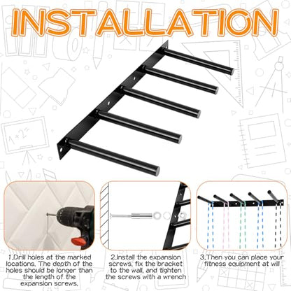 Shimeyao 25" Jump Rope Hooks Wall Mounted, 5 Peg Metal Holder Rack