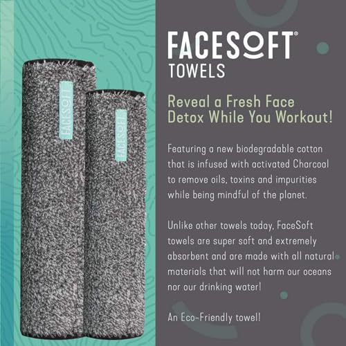 Yoga Towel - Infused with Activated Charcoal to Detoxify and Sweat - Made with Eco-Friendly Aqua-Cotton Yarn - Biodegradable and Sustainable - All Ages - color: Eco Sweat Charcoal Workout Towel