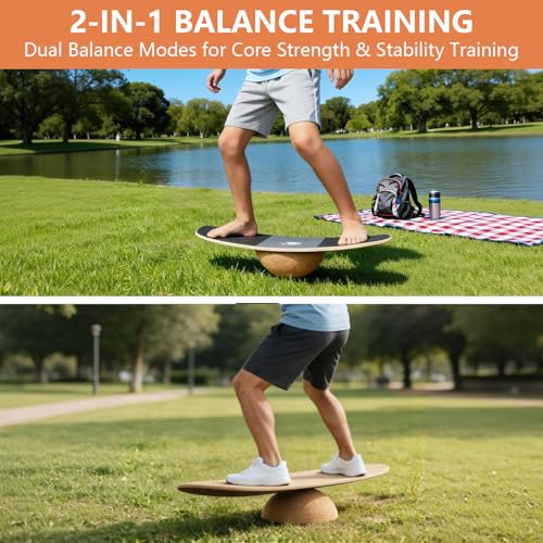 Cork Balance Board Hemisphere, 6" Half Ball Trainer for Adults & Kids, Portable Fitness Balance Ball for Physical Therapy, Yoga & Pilates, Sustainable Natural Cork