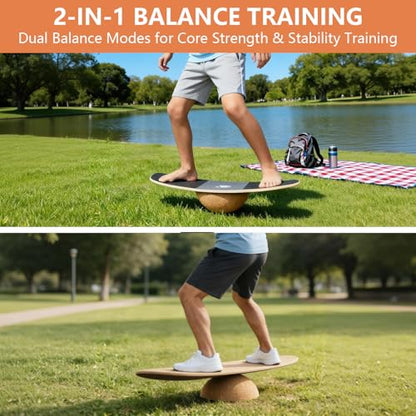 Cork Balance Board Hemisphere, 6" Half Ball Trainer for Adults & Kids, Portable Fitness Balance Ball for Physical Therapy, Yoga & Pilates, Sustainable Natural Cork