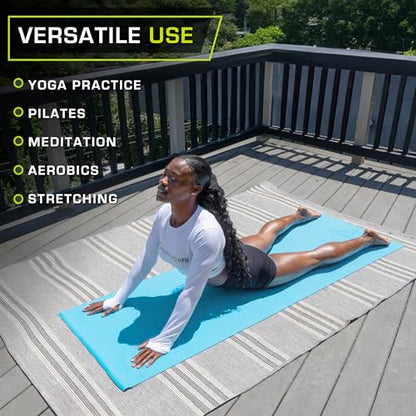 ProsourceFit Classic Yoga Mat 1/8” (3mm) Thick, Extra Long 72-Inch Lightweight Fitness Mat with Non-Slip Grip for Yoga, Pilates, Exercise - color: Aqua