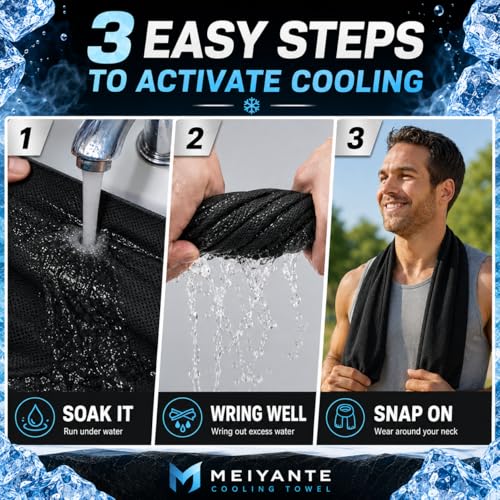 Black Cooling Towel for Neck and Face, 43.3 x 15.7 in - color: Black