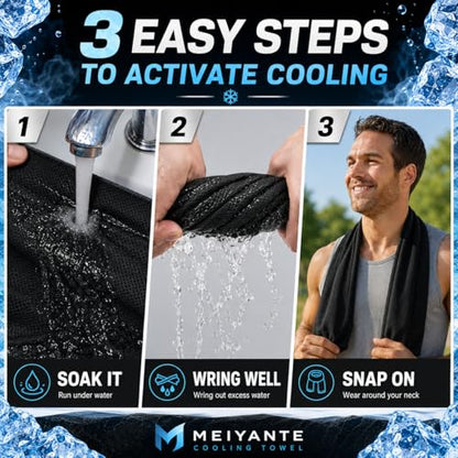 Black Cooling Towel for Neck and Face, 43.3 x 15.7 in - color: Black