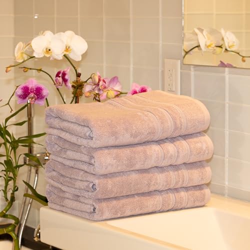 Mosobam Turkish Bath Towels, 4 Pack, 30 x 58 in, 700 GSM, Lavender Aura - color: Lavender Aura, size: Bath Towels, Set of 4