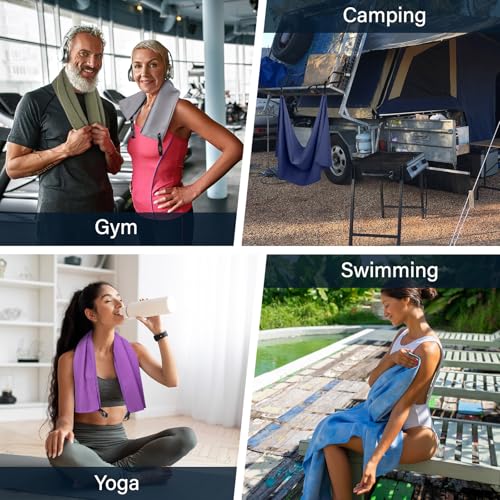 Microfiber Travel Towel, Ultra Absorbent Quick Dry Towels, Lightweight Gym Sports Camping Towel for Workout, Yoga, Beach, Shower, Swimming (Combo, Army Green)