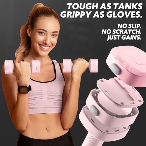 Adjustable Dumbbell Set of 2, 4 in 1 Free Weights Dumbbells Set for Women with Fast Adjustment, Each 2lb 3lb 4lb 5lb Hand Weights Set for Home Gym & Outdoor Exercise Training - color: Pink