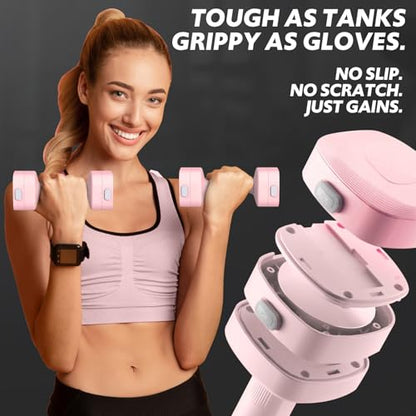 Adjustable Dumbbell Set of 2, 4 in 1 Free Weights Dumbbells Set for Women with Fast Adjustment, Each 2lb 3lb 4lb 5lb Hand Weights Set for Home Gym & Outdoor Exercise Training - color: Pink
