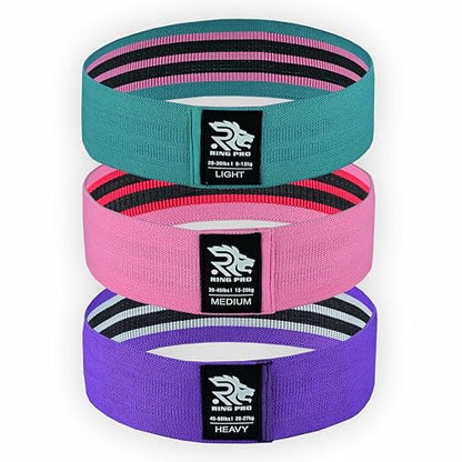 Resistance Bands 3-Pack – Non-Slip Exercise Bands for Legs, Glutes & Hips, Home Workout, Yoga, Pilates, Strength Training, Men & Women - color: Green, Pink, Purple