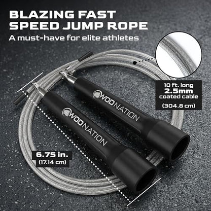 Speed Jump Rope for Men & Women with Adjustable Alloy Steel Cable, Lightweight Handles, and Smooth Rotation—Perfect for Boxing, Cross Training, Double Unders, and High-Intensity Workouts - Black & Red