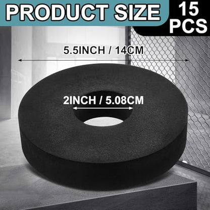 15 Pcs 2 Inch EVA Weight Plate Spacers, Dumbbell and Barbell Noise Reduction Pads for Home Gym and Strength Training, Sled Push Pull Workouts