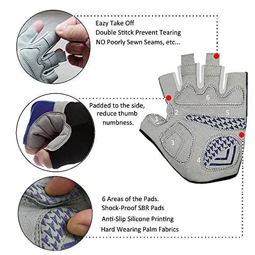 Men & Women Cycling Gloves - 5mm Padded Half Finger Breathable Mountain & Road Biking Gloves