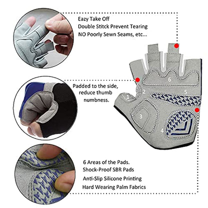 Men & Women Cycling Gloves - 5mm Padded Half Finger Breathable Mountain & Road Biking Gloves