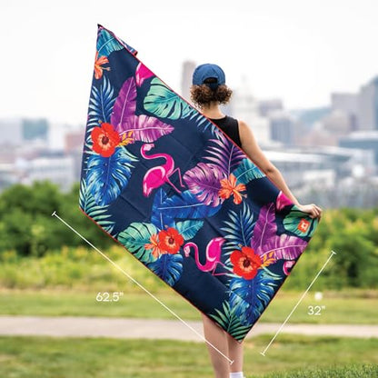 Sprints Athletic Running Towel, Full-Sized, Car Seat Cover - Moisture Wicking (Flamingos) - color: Flamingos