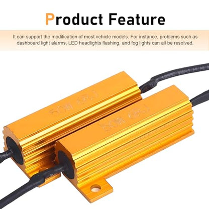 2 PCS LED Load Resistor Kit, 9005/9006 LED Light Bulb Decoder, Anti Flicker Wiring Harness, Universal for Most Cars, Trucks, SUVs (Black)