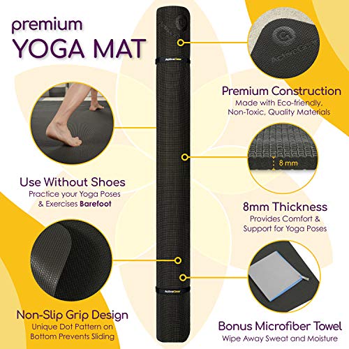 Large Yoga Mat 6'x4'x8mm Extra Thick, Durable, Eco-Friendly, Non-Slip & Odorless Barefoot Exercise and Premium Fitness Home Gym Flooring Mat by ActiveGear