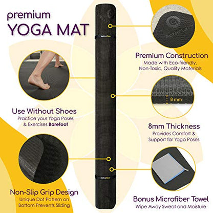 Large Yoga Mat 6'x4'x8mm Extra Thick, Durable, Eco-Friendly, Non-Slip & Odorless Barefoot Exercise and Premium Fitness Home Gym Flooring Mat by ActiveGear