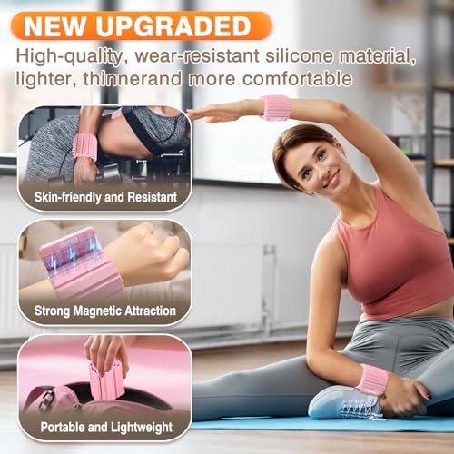 Wrist Weights,Ankle Weights for Women Men,Adjustable Magnetic Silicone Weights Training Intensity for Home Gym Workout,Running,Yoga,Exercise,Strength Training,Set of 2 (1.1LB Each)