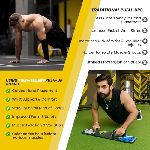Push Up Board for Men – 20 in 1 Detachable Fitness Board with 5 Resistance Bands, Adjustable Pushup Handles, Perfect Push Up Bars for Home Gym Workout Equipment Training