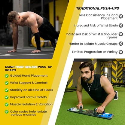 Push Up Board for Men – 20 in 1 Detachable Fitness Board with 5 Resistance Bands, Adjustable Pushup Handles, Perfect Push Up Bars for Home Gym Workout Equipment Training