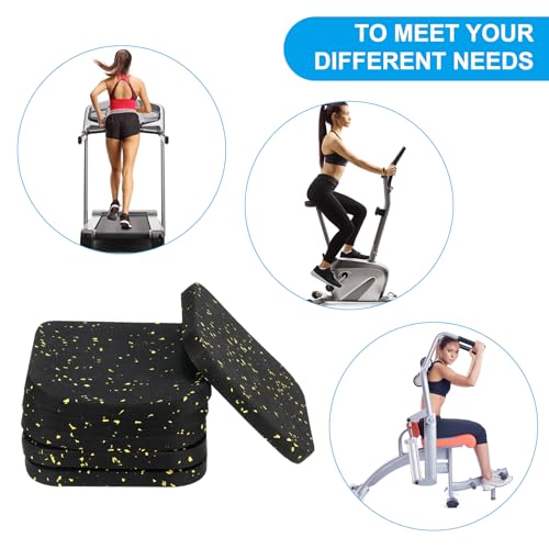 PATIKIL Treadmill Mat, 4 Pcs Exercise Equipment Mat Noise Reduction for Floor Protection, Washing Machine Pads, Anti Vibration Rubber Mats for Bike, Black/Yellow