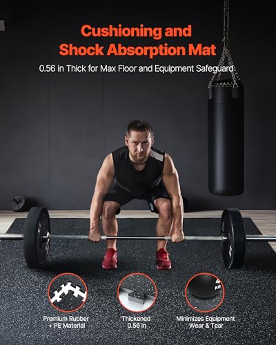 VEVOR 0.56In 100sq.ft 25 Tiles Gym Flooring for Home Gym, Rubber Top with High Density EVA Foam, 25" x 25" Gym Floor Exercise Equipment Mats, Interlocking Gym Mats, Puzzle Workout Mats, Black & White