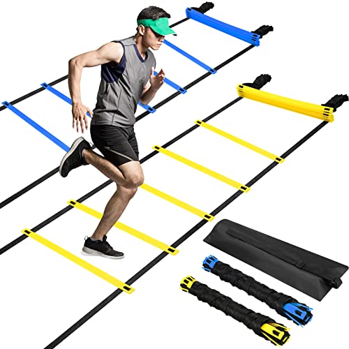 Agility Ladder 20 Feet Adjustable Rungs Speed Training Exercise Ladders with Carry Bag for Kids and Adults Soccer Football Boxing Footwork Sports Speed Agility Training