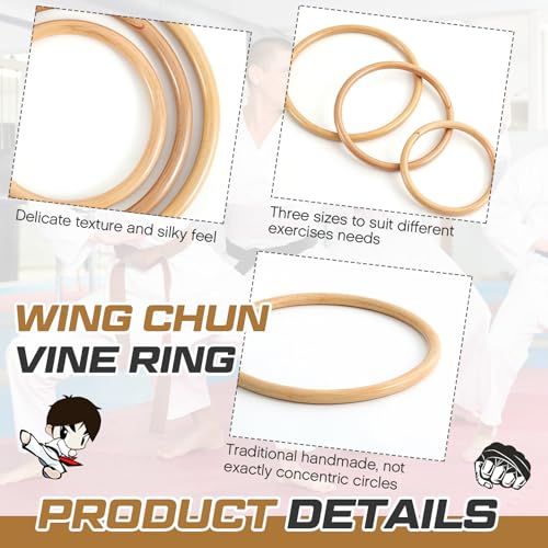 Blueweenly 3 Pcs Kung Fu Ring Wing Chun Wing Chun Training Equipment for Training Kung Fu - color: Rattan, size: 9, 11,14 Inches