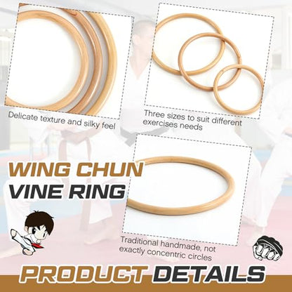 Blueweenly 3 Pcs Kung Fu Ring Wing Chun Wing Chun Training Equipment for Training Kung Fu - color: Rattan, size: 9, 11,14 Inches