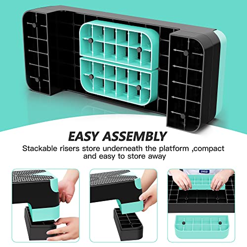 GYMMAGE Aerobic Exercise Step, Adjustable Height, - color: Turquoise