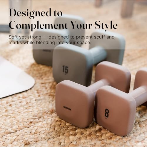 WeGym SafeGrip Square Dumbbells with Anti Slip Handles, Aesthetic Free Weights for Home Workouts, Stable Design Prevents Rolling during Floor Exercises - color: Rose, style: 8LB Pair
