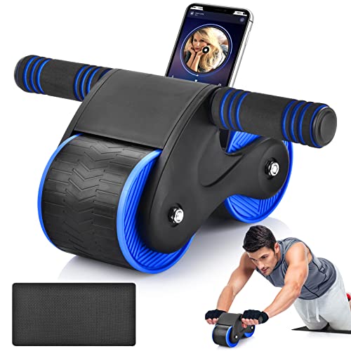 Automatic Rebound Abdominal Wheel, Ab Roller Wheel with Automatic Rebound Assistance Resistance Springs Ergonomic Handle, Abdominal Wheel Roller with Knee Pads, Ab Wheel Roller for Core Workout…