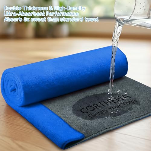 Hot Yoga Towel Set (2-Pack) – Super Absorbent, Skidless Sweat Towel for Hot Pilates, Bikram & Fitness - color: Blue