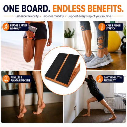 MUCITAGF Professional Extra Large Wide Slant Board, Wood Calf Stretch Board