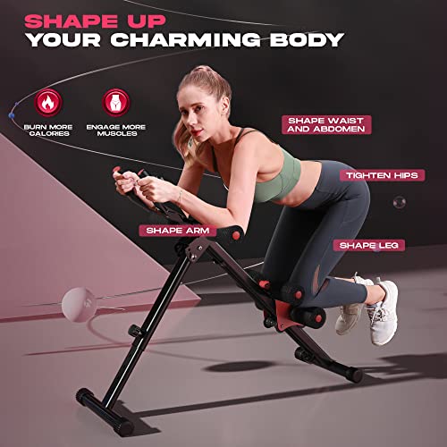 FLYBIRD AW1 Ab Workout Machine, Ab Crunch Machine Ab Workout Equipment Foldable for Home Gym, Bottom-Up Abdominal Trainer for Core Waist Workout and Body Shaping with Adjustable Heights and Angles, Red