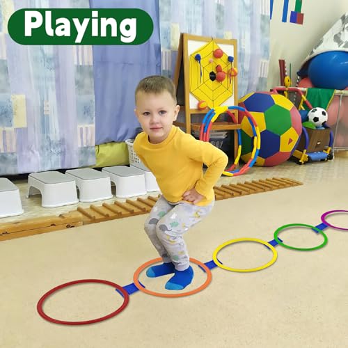 Mototo 24/30/48/96 Pack Agility Rings 15 Inch Speed Training Hopscotch Rings Plastic Circle Jumping Hoops Agility Hurdles for Athlete Exercise Soccer Football Gymnastics Games Practice Footwork - style: 48 Pack