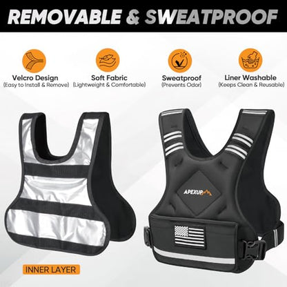 Adjustable Weighted Vest, 4-10lb/12-18lb/20-32lb Vest with 6 Ironsand Weights and Large Pocket, Weight Vest for Men Women Strength Training, Running, Walking - color: Black-with Waterproof Layer, size: 12-18lbs