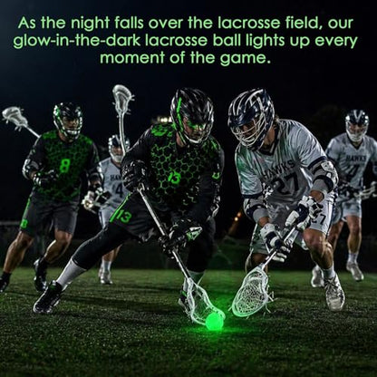 Glow in The Dark Lacrosse Ball Clear to Green Official Size Elastic Rubber Lacrosse Balls for Practice Training Massage Muscle Relaxation Indoor Outdoor Sports Gifts (12)