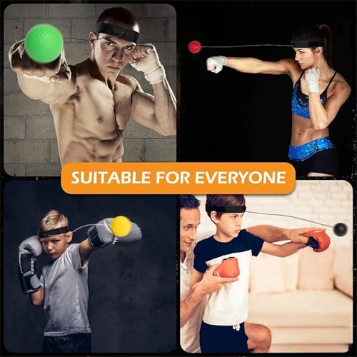 Boxing Reflex Ball Set with 4 Training Balls, 2 Adjustable Headbands, Speed Training Equipment for Hand Eye Coordination, Combat Sports