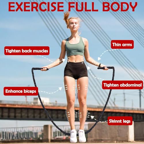 Weighted Jump Rope for Men Women, 1.5lb 2.8lb Heavy Jumping Ropes for Fitness, Adult Skipping Rope for Home Gym Exercise, Improve Strength and Building Muscle Workout Equipment