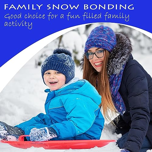 Slippery Racer Heavy-Duty Cold Resistant Downhill Pro Adults and Kids Plastic Outdoor Winter Saucer Disc Snow Sled with Handles (RED, 1)