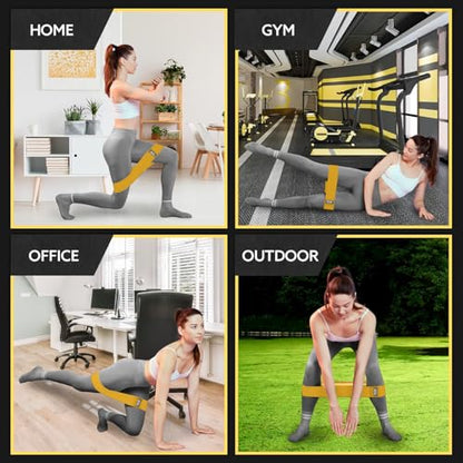 Fabric Resistance Bands for Working Out, 3-Pack for Legs and Glutes - color: Medium Yellow