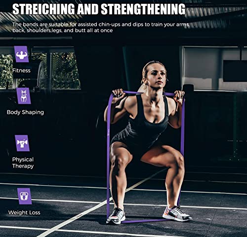 VEICK Pull Up Assist Resistance Bands for Home Gym - color: Purple/Black/Red/Yellow Set of 4 (0.3-1.1in)