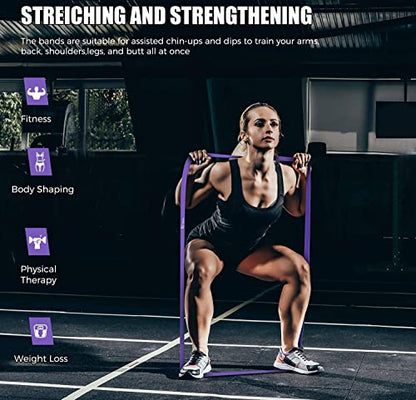 VEICK Pull Up Assist Resistance Bands for Home Gym - color: Purple/Black/Red/Yellow Set of 4 (0.3-1.1in)