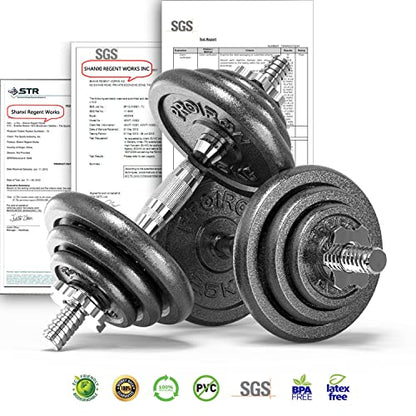 PROIRON 20kg/30kg Adjustable Dumbbells Weights set for Men Women, Cast Iron Dumbell Barbells set, Strength Training Equipment Home Gym Fitness, Hand Weights, Free Weights Bar Bell for Weight Lifting